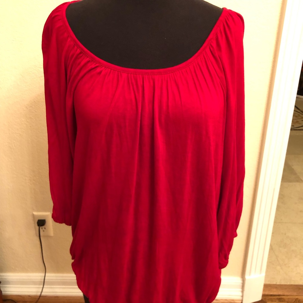 MICHAEL Women’s Red Peasant Boho Blouse Top